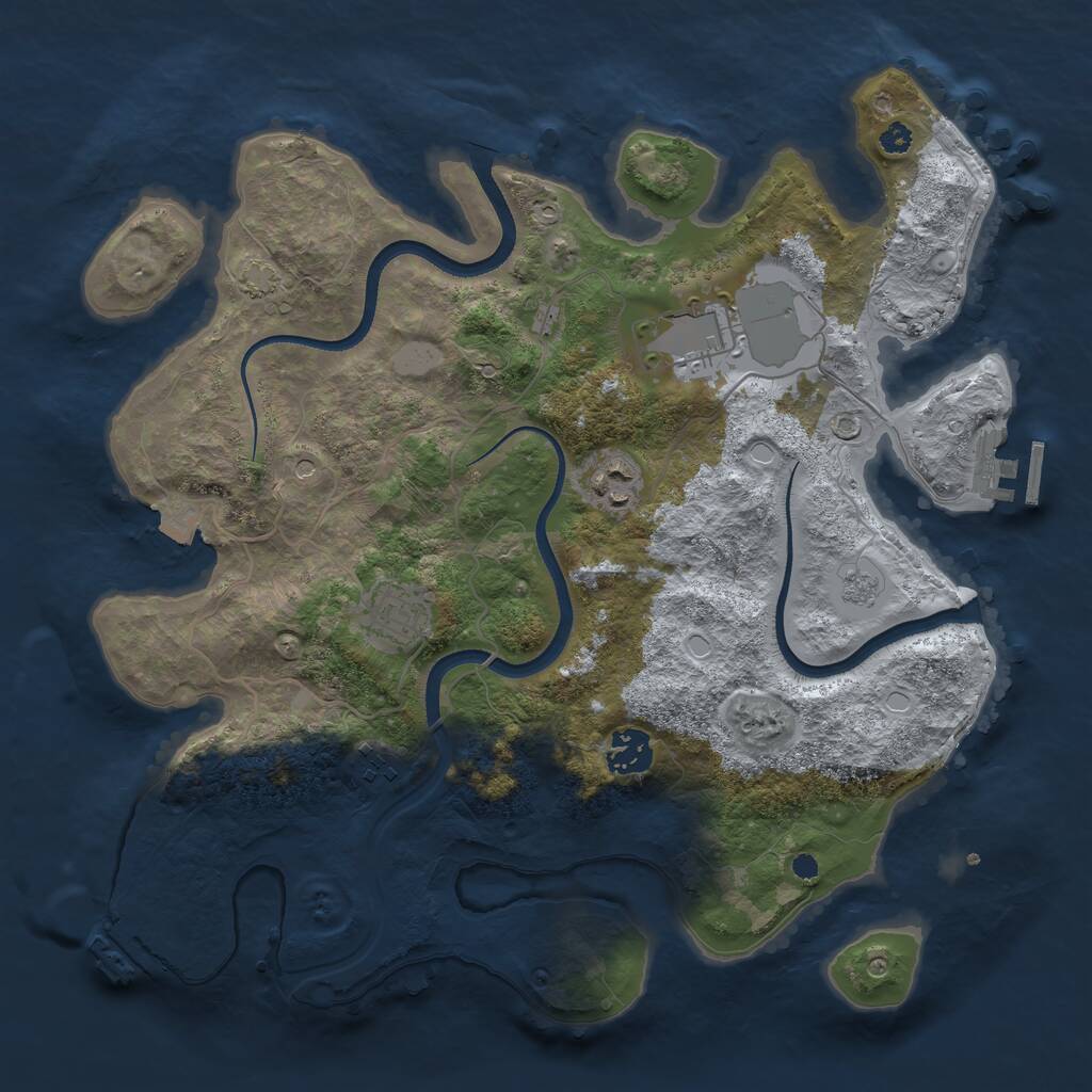 Rust Map: Procedural Map, Size: 3500, Seed: 117644, 11 Monuments