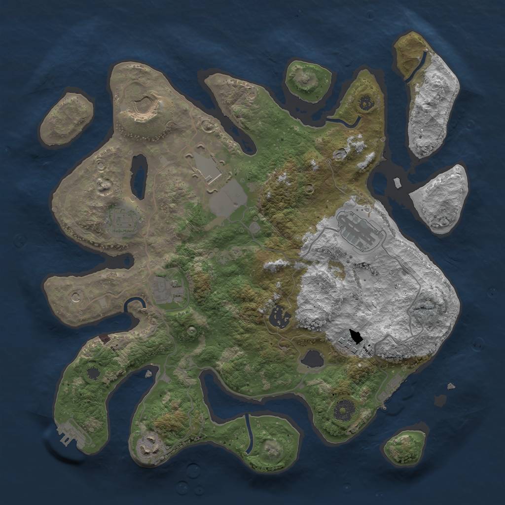 Rust Map: Procedural Map, Size: 3500, Seed: 117644, 13 Monuments