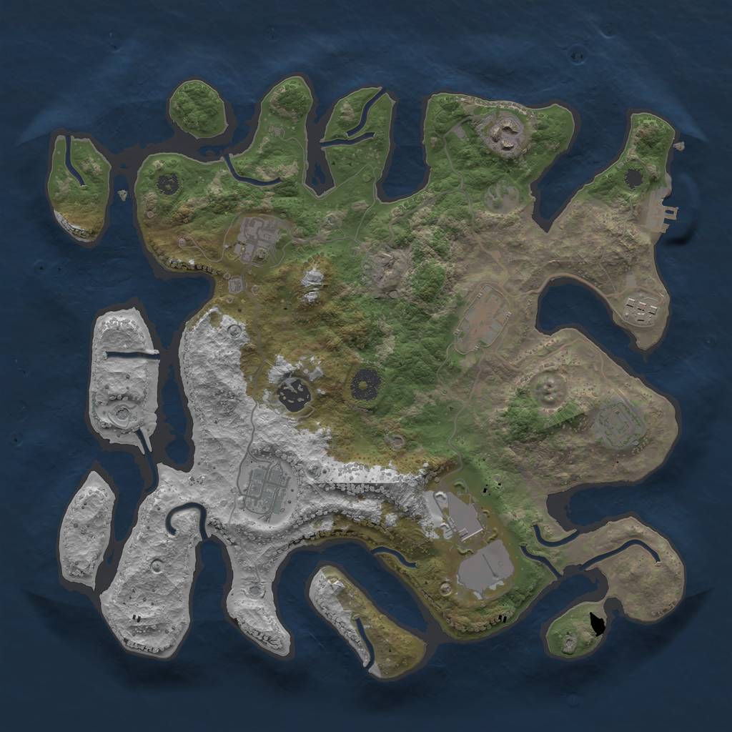 Rust Map: Procedural Map, Size: 3500, Seed: 185313, 12 Monuments