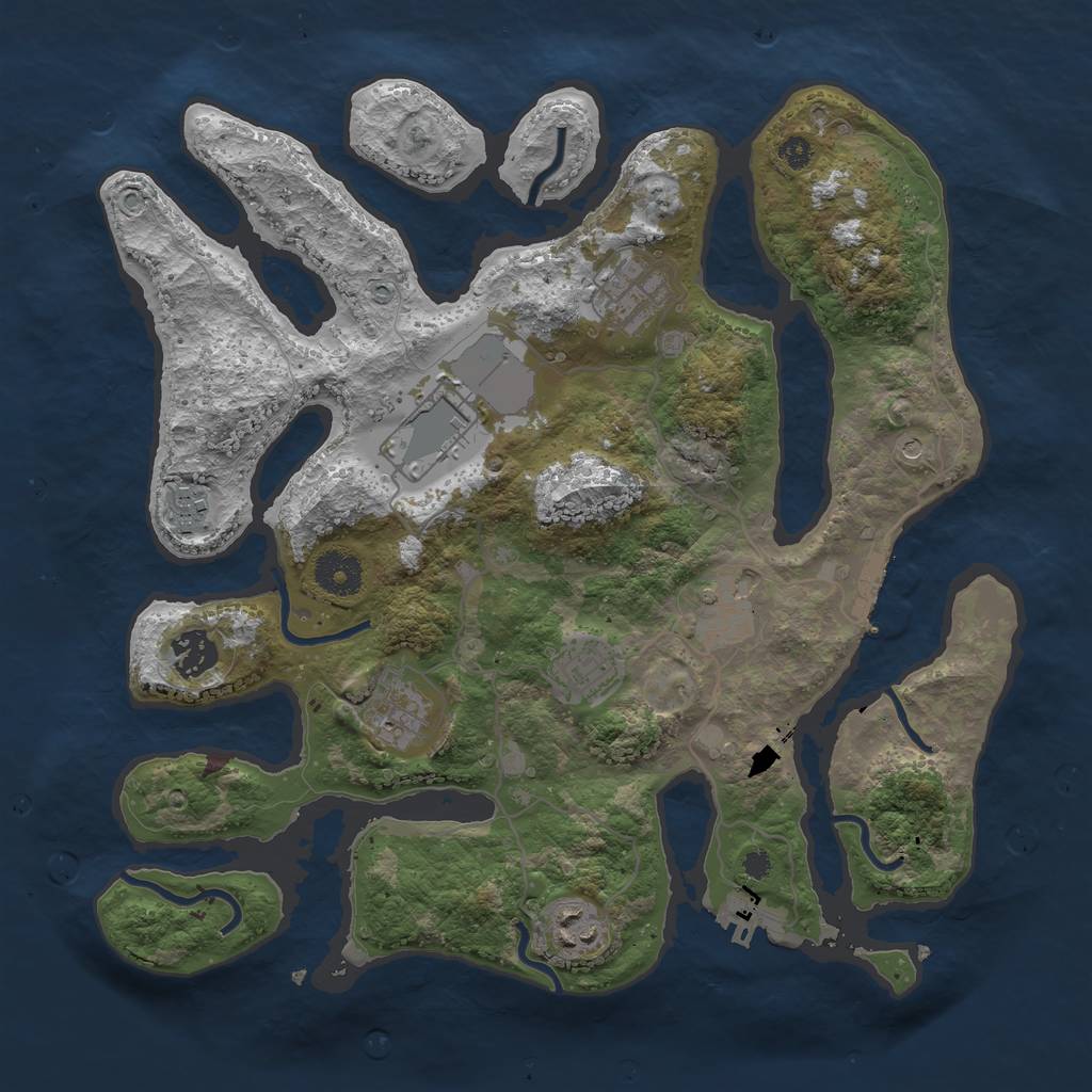 Rust Map: Procedural Map, Size: 3500, Seed: 660598, 13 Monuments