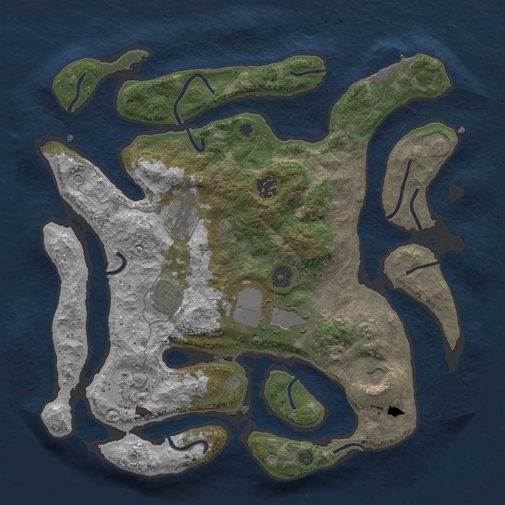 Rust Map: Procedural Map, Size: 3500, Seed: 214475, 10 Monuments