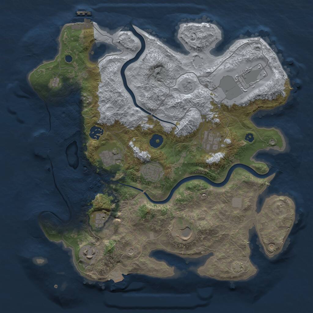 Rust Map: Procedural Map, Size: 3500, Seed: 629276, 15 Monuments