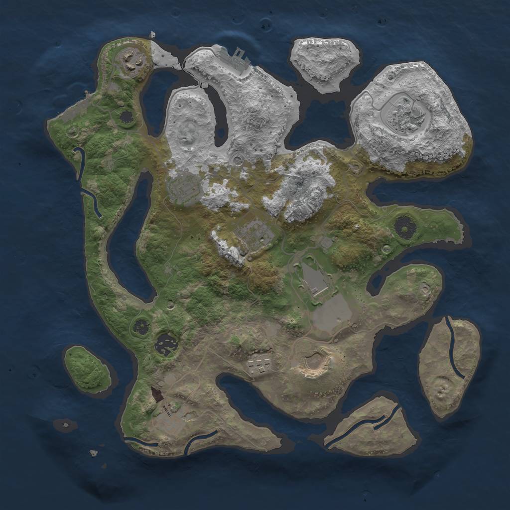 Rust Map: Procedural Map, Size: 3500, Seed: 629276, 14 Monuments