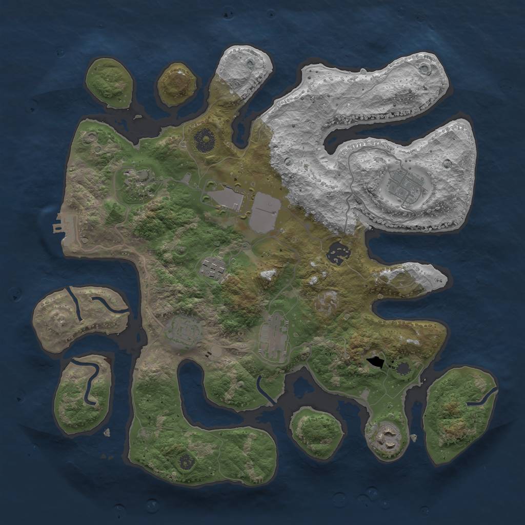 Rust Map: Procedural Map, Size: 3500, Seed: 733246, 12 Monuments