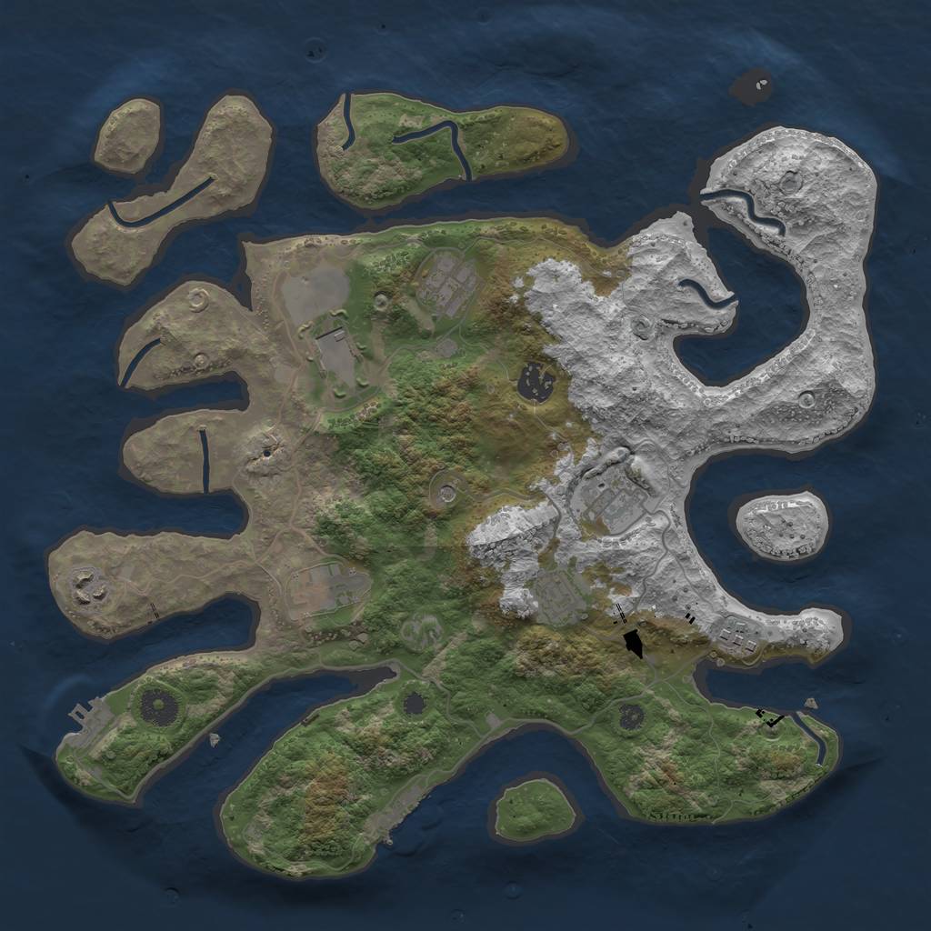 Rust Map: Procedural Map, Size: 3700, Seed: 17611761, 13 Monuments