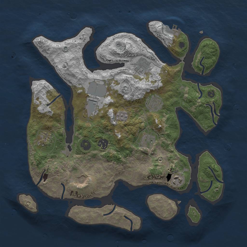 Rust Map: Procedural Map, Size: 3500, Seed: 364082, 13 Monuments