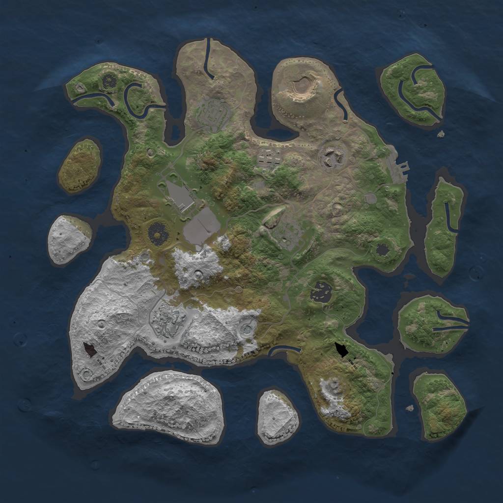 Rust Map: Procedural Map, Size: 3500, Seed: 404386, 12 Monuments