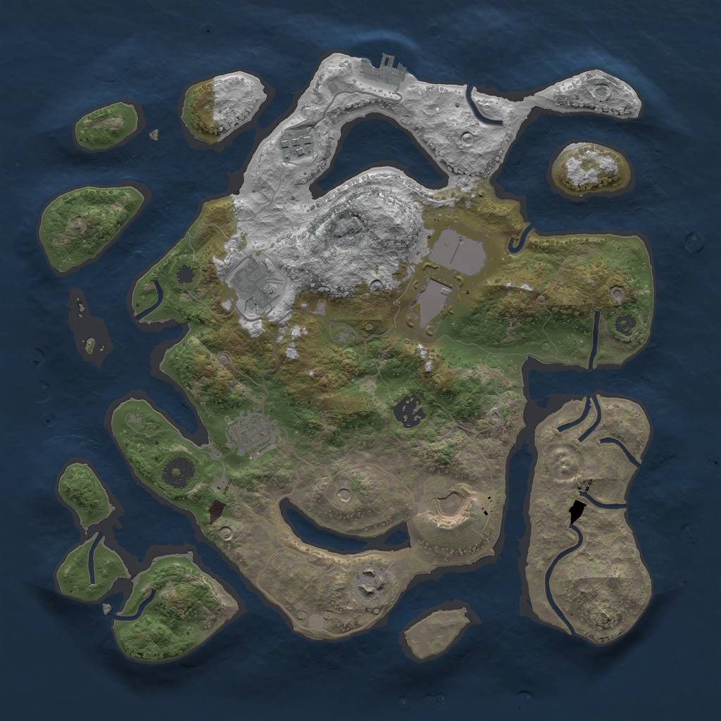 Rust Map: Procedural Map, Size: 3500, Seed: 121707, 11 Monuments