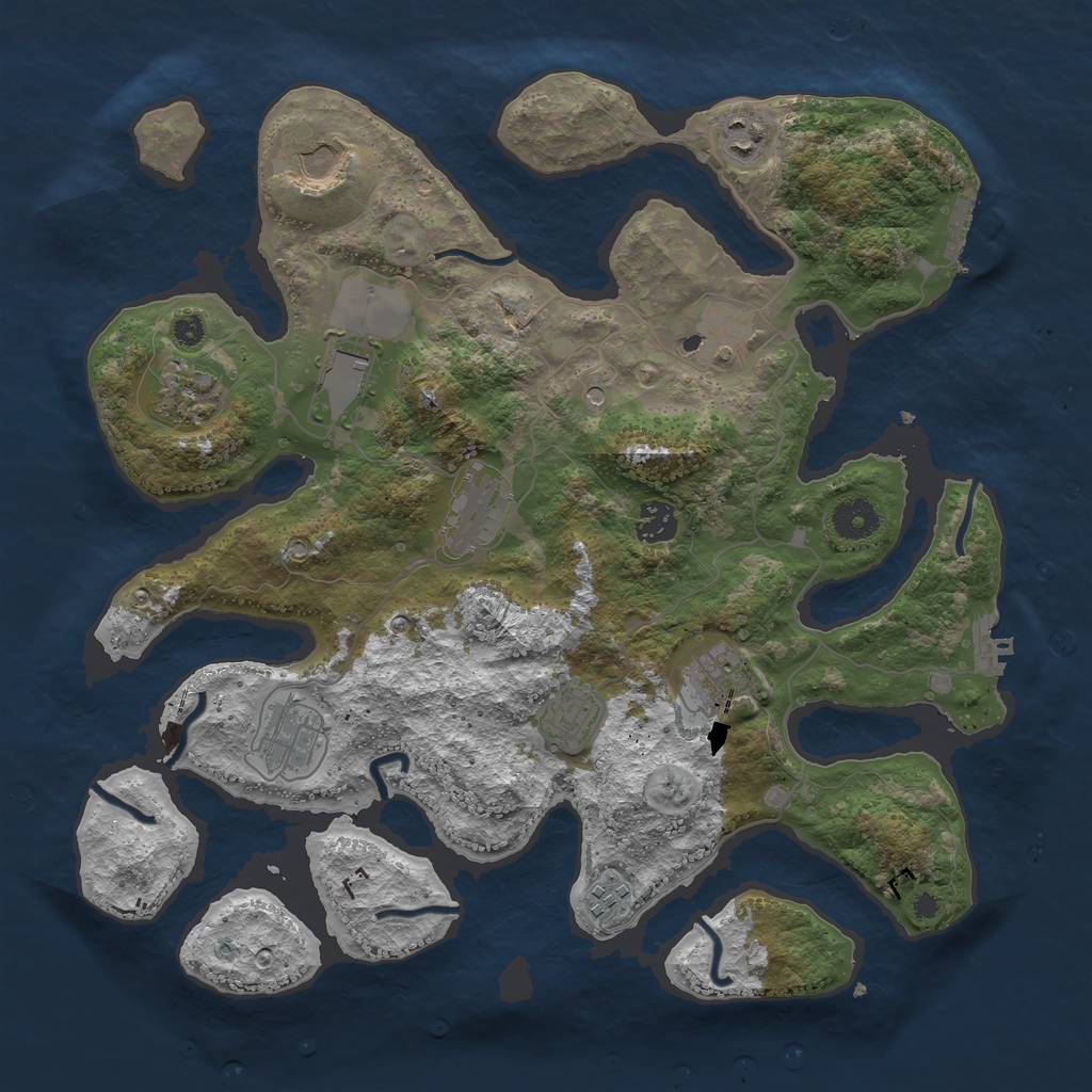 Rust Map: Procedural Map, Size: 3800, Seed: 1568742, 16 Monuments