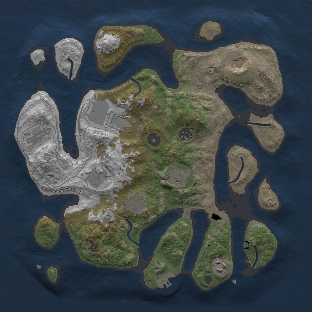 Rust Map: Procedural Map, Size: 3500, Seed: 942643041, 11 Monuments