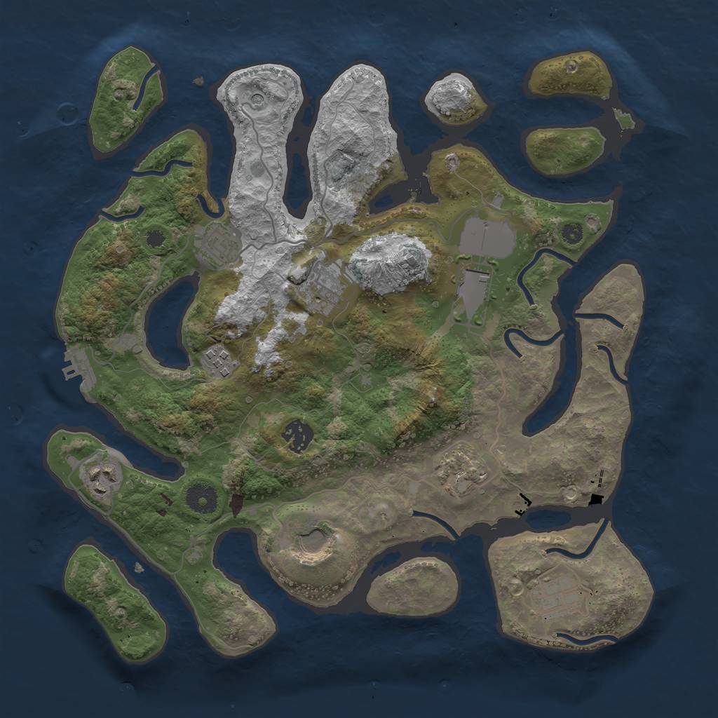 Rust Map: Procedural Map, Size: 3500, Seed: 456241, 13 Monuments