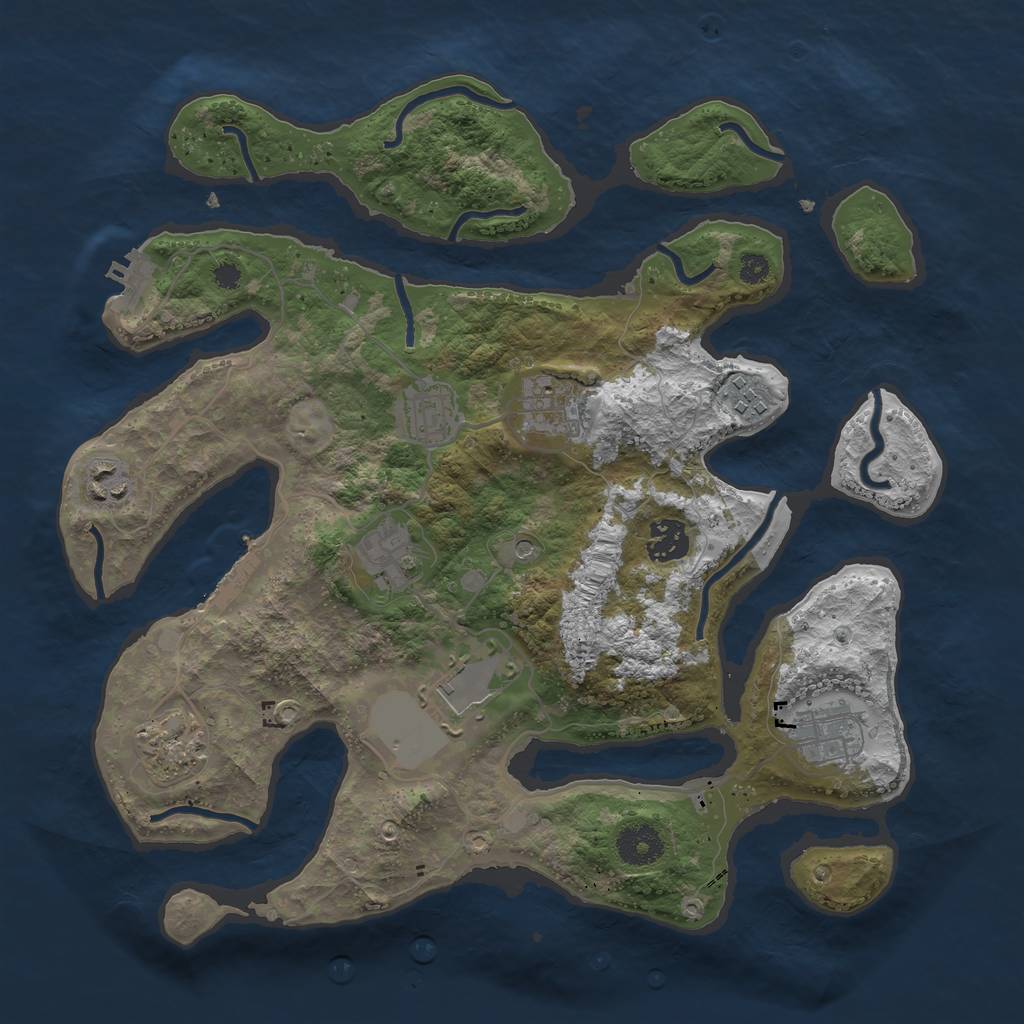 Rust Map: Procedural Map, Size: 3500, Seed: 159792, 14 Monuments