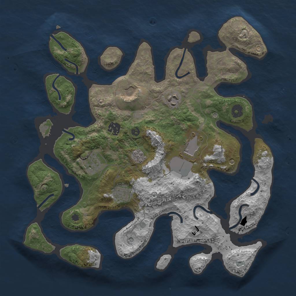 Rust Map: Procedural Map, Size: 3500, Seed: 415131, 10 Monuments