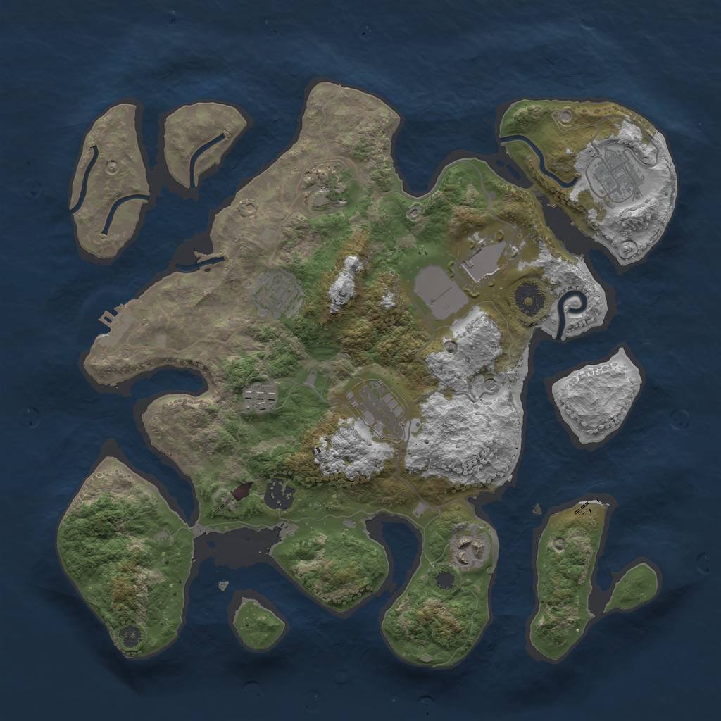 Rust Map: Procedural Map, Size: 3500, Seed: 516144, 12 Monuments