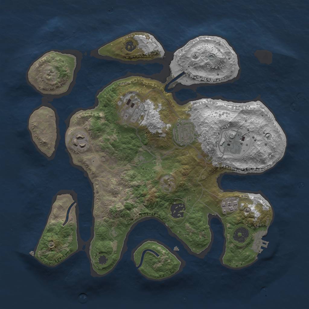 Rust Map: Procedural Map, Size: 3000, Seed: 524682642, 9 Monuments