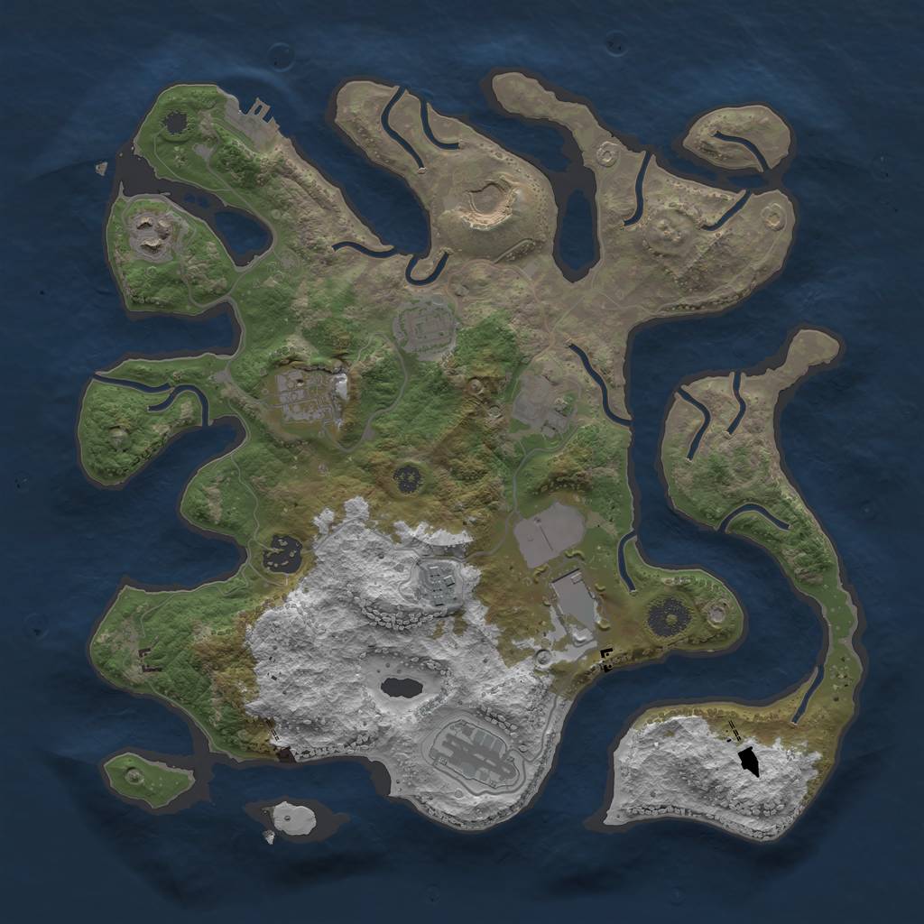 Rust Map: Procedural Map, Size: 3500, Seed: 1072679596, 12 Monuments