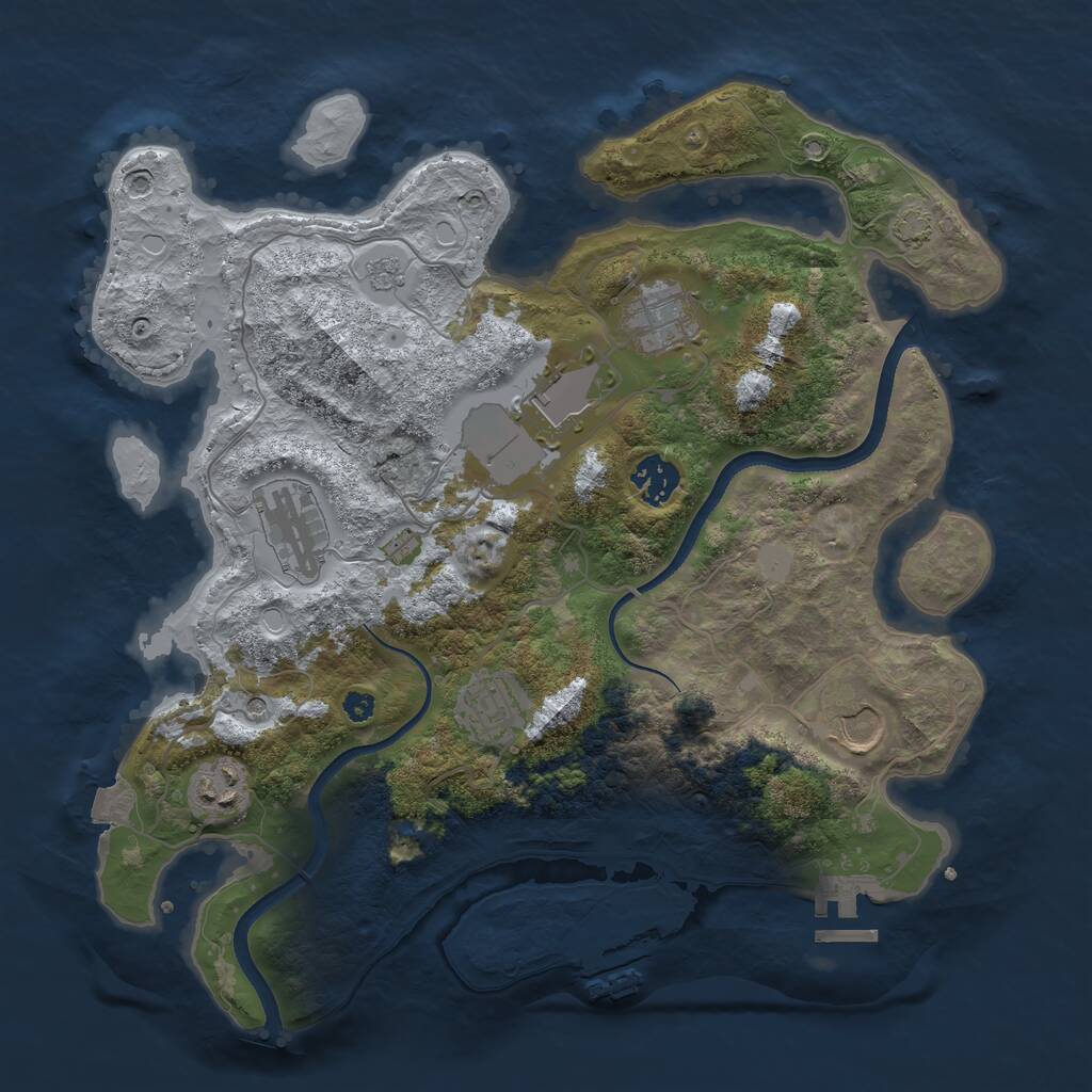 Rust Map: Procedural Map, Size: 3500, Seed: 593049, 13 Monuments