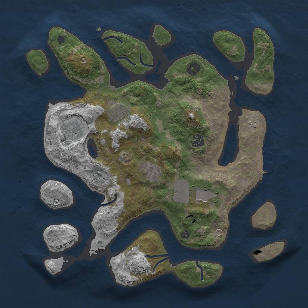 Rust Map: Procedural Map, Size: 3500, Seed: 226364, 9 Monuments