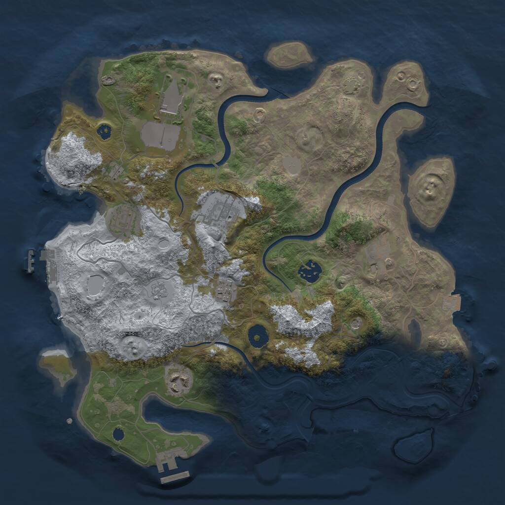 Rust Map: Procedural Map, Size: 3500, Seed: 736348, 13 Monuments