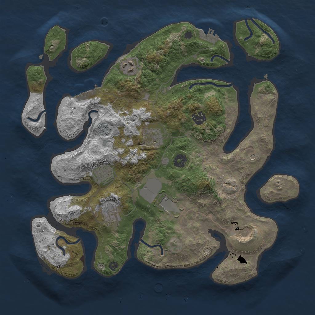 Rust Map: Procedural Map, Size: 3500, Seed: 855325, 13 Monuments