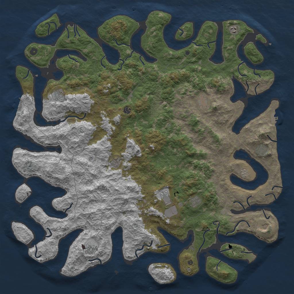 Rust Map: Procedural Map, Size: 6000, Seed: 6942069, 16 Monuments