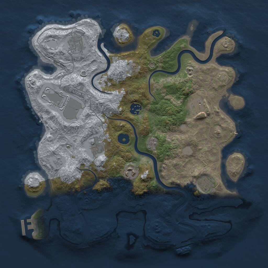 Rust Map: Procedural Map, Size: 3500, Seed: 332392, 13 Monuments