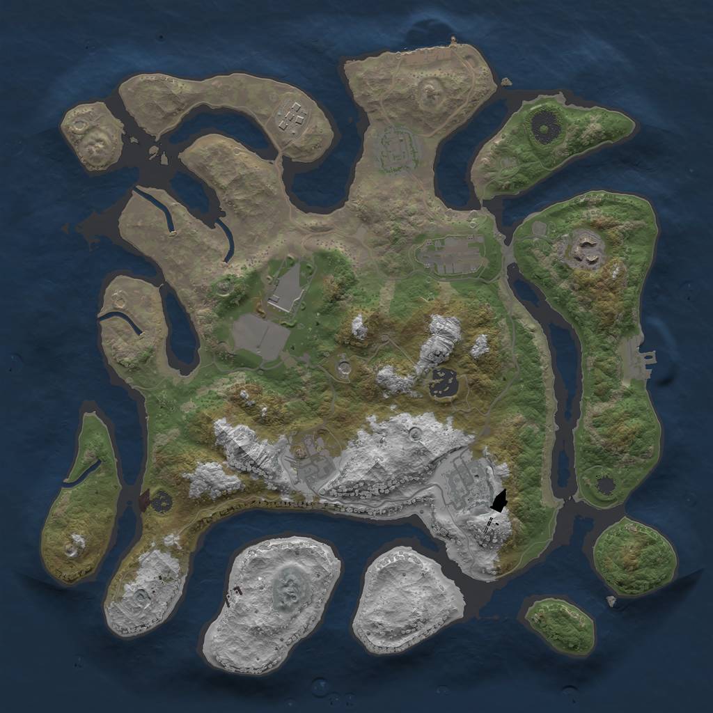 Rust Map: Procedural Map, Size: 3500, Seed: 519705, 13 Monuments