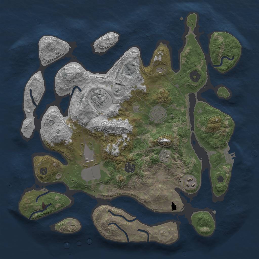 Rust Map: Procedural Map, Size: 3500, Seed: 1554548577, 10 Monuments