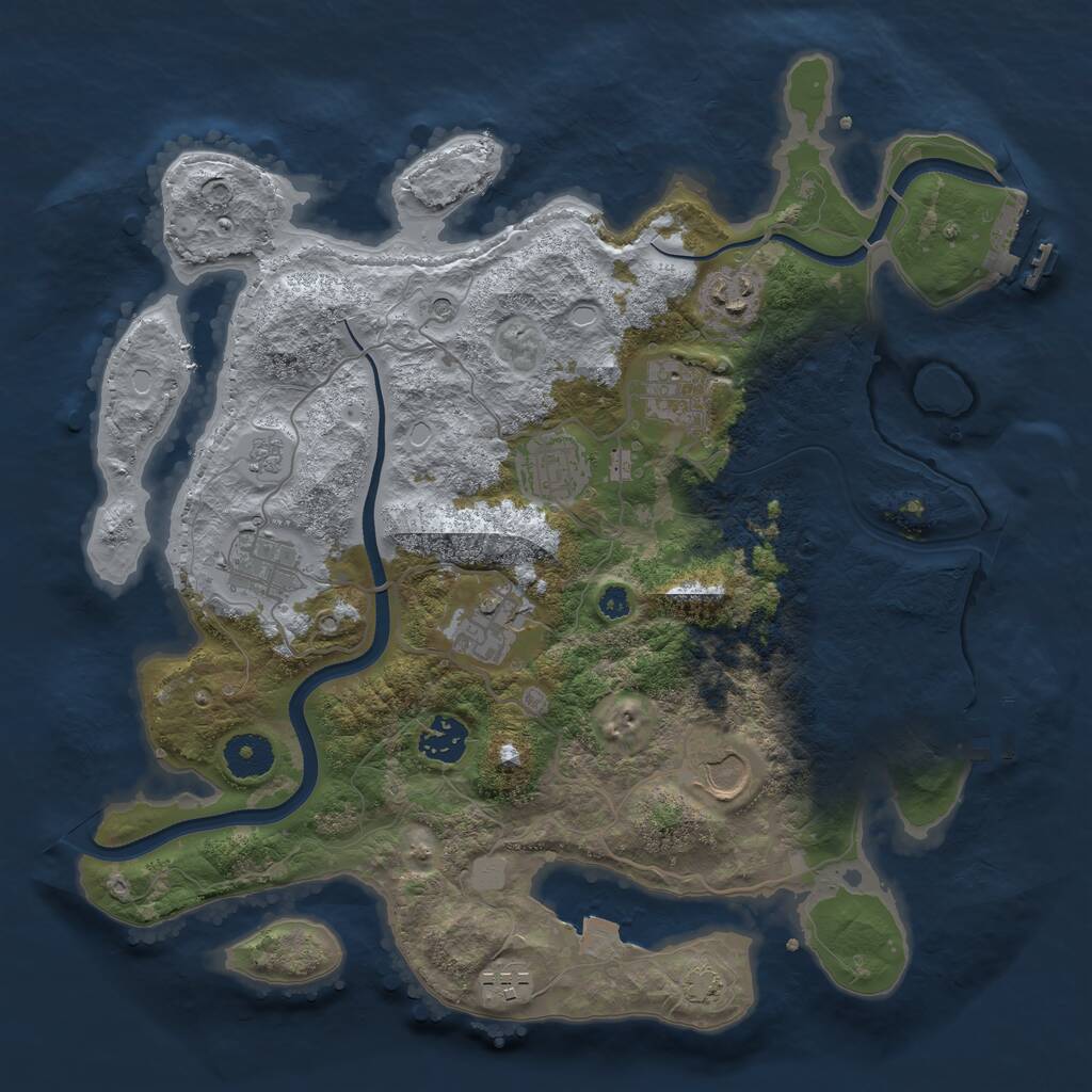 Rust Map: Procedural Map, Size: 3500, Seed: 1554548577, 14 Monuments