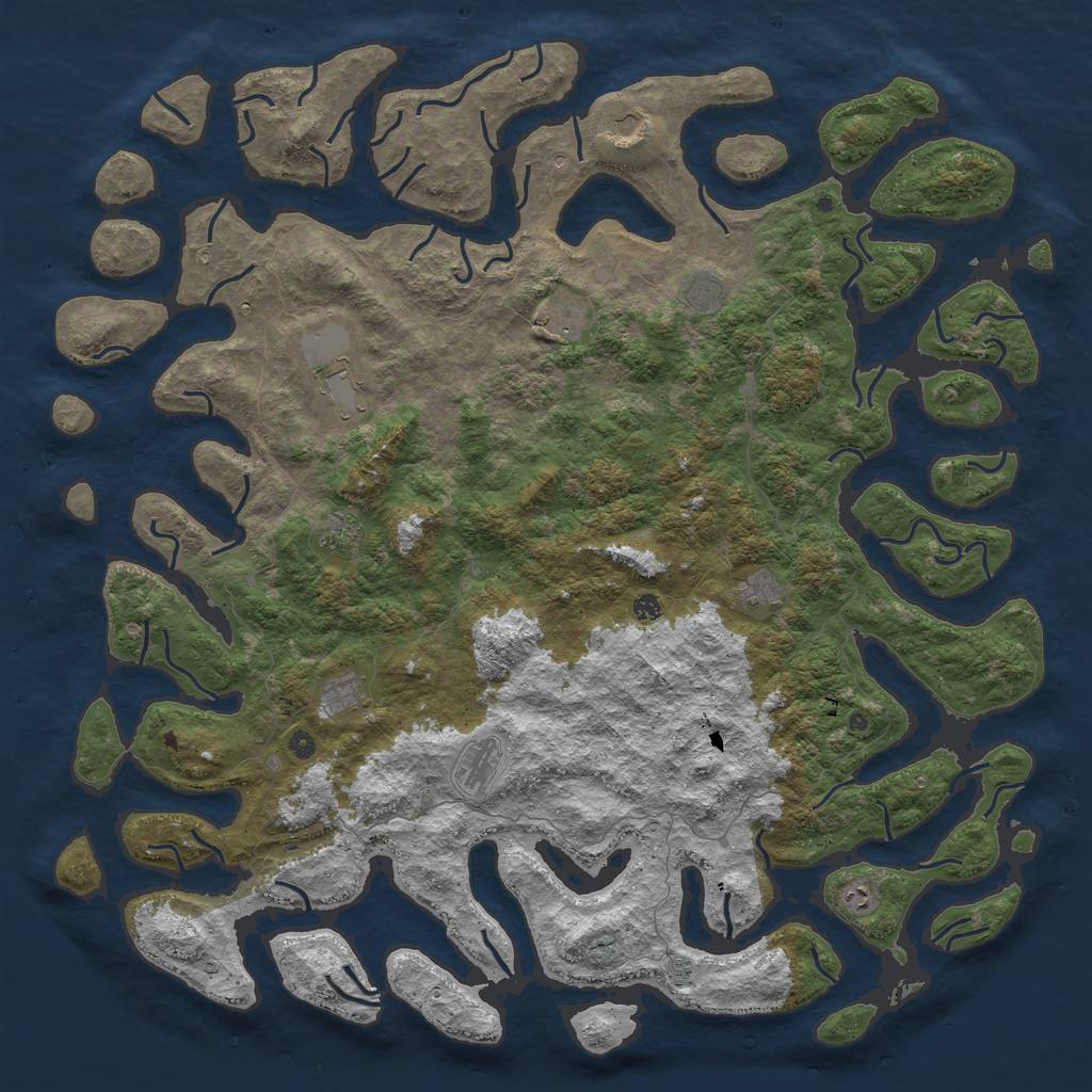 Rust Map: Procedural Map, Size: 6000, Seed: 177673079, 14 Monuments