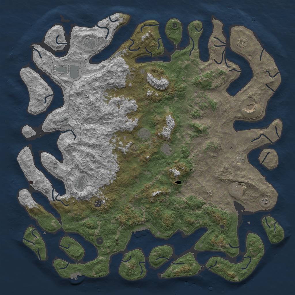 Rust Map: Procedural Map, Size: 6000, Seed: 87876, 16 Monuments