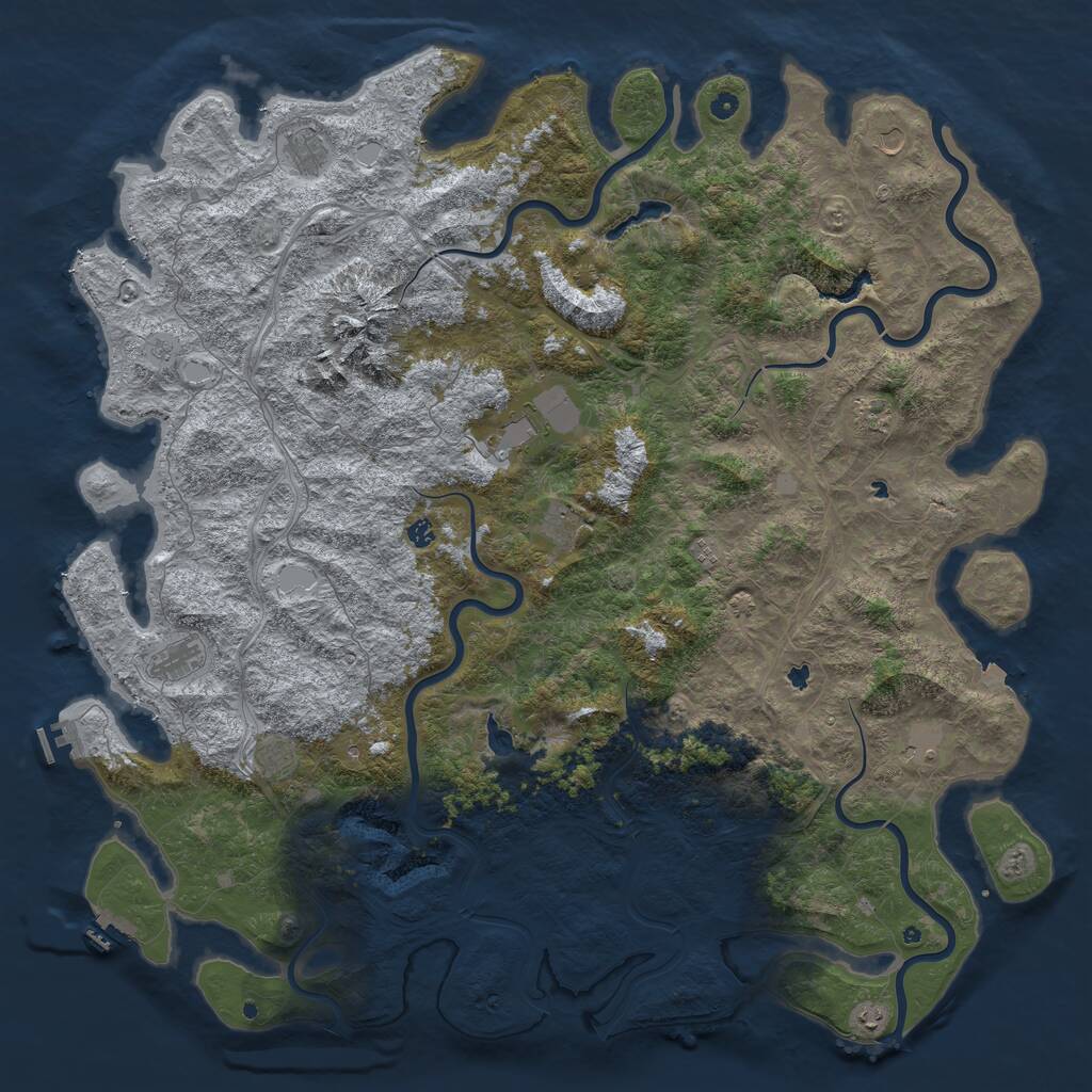 Rust Map: Procedural Map, Size: 6000, Seed: 87876, 17 Monuments