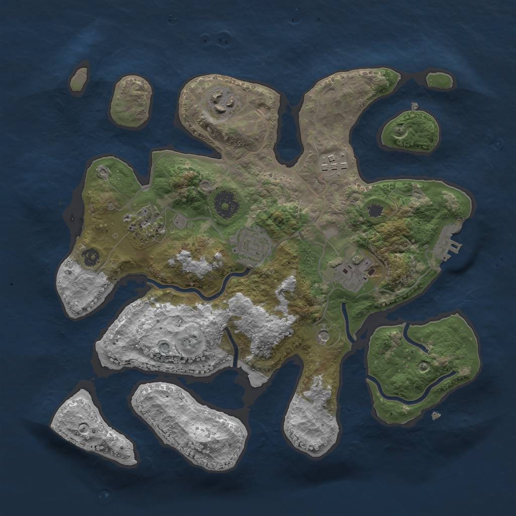 Rust Map: Procedural Map, Size: 3000, Seed: 4512378, 9 Monuments