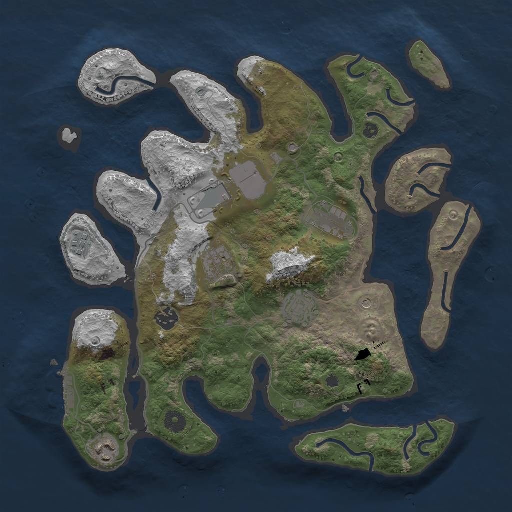 Rust Map: Procedural Map, Size: 3500, Seed: 909976159, 11 Monuments