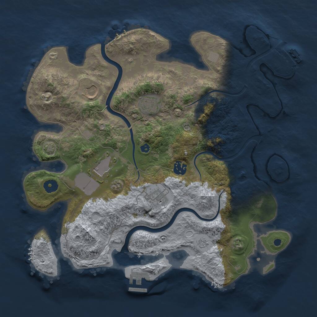 Rust Map: Procedural Map, Size: 3500, Seed: 1959406995, 11 Monuments