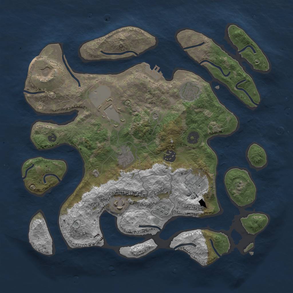 Rust Map: Procedural Map, Size: 3500, Seed: 1959406995, 12 Monuments