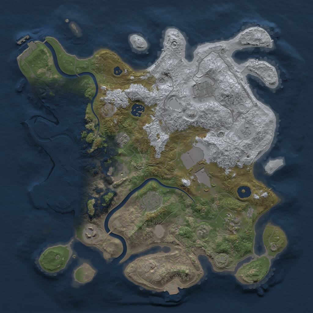Rust Map: Procedural Map, Size: 3600, Seed: 351950122, 14 Monuments