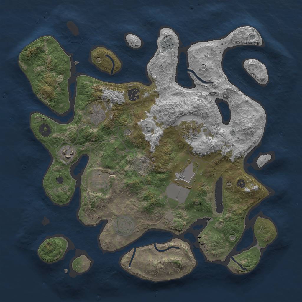 Rust Map: Procedural Map, Size: 3600, Seed: 351950122, 11 Monuments