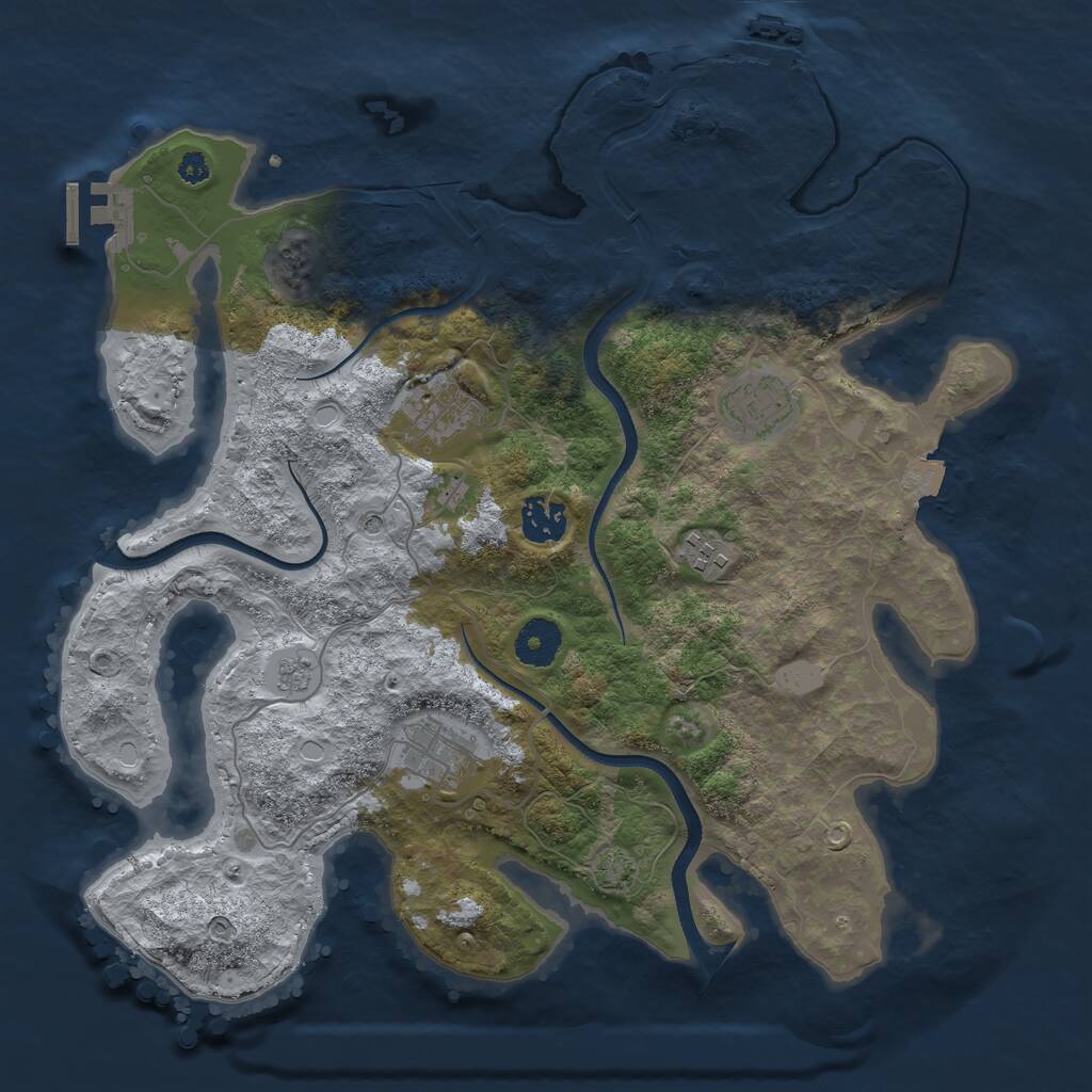 Rust Map: Procedural Map, Size: 3500, Seed: 90934640, 11 Monuments