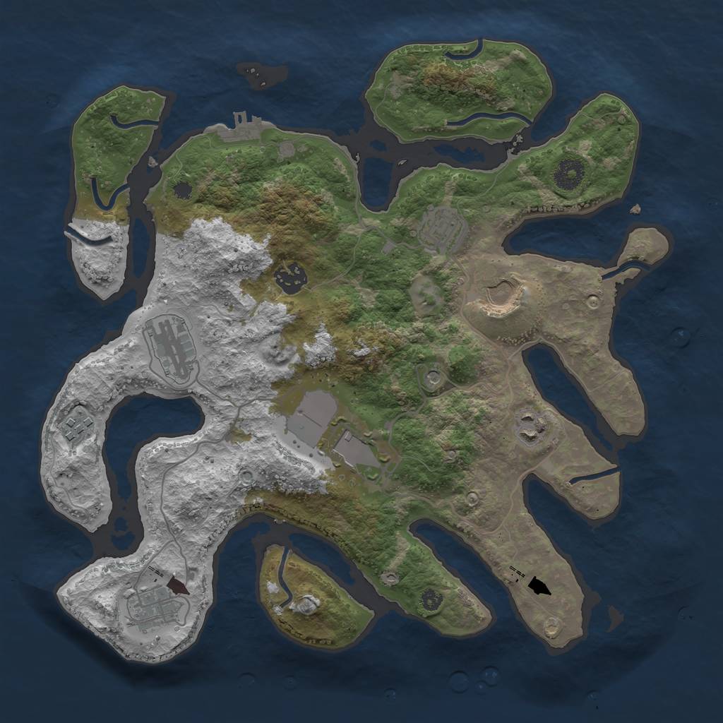 Rust Map: Procedural Map, Size: 3500, Seed: 90934640, 12 Monuments