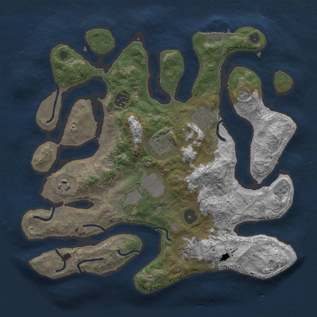 Rust Map: Procedural Map, Size: 3500, Seed: 1654390933, 11 Monuments