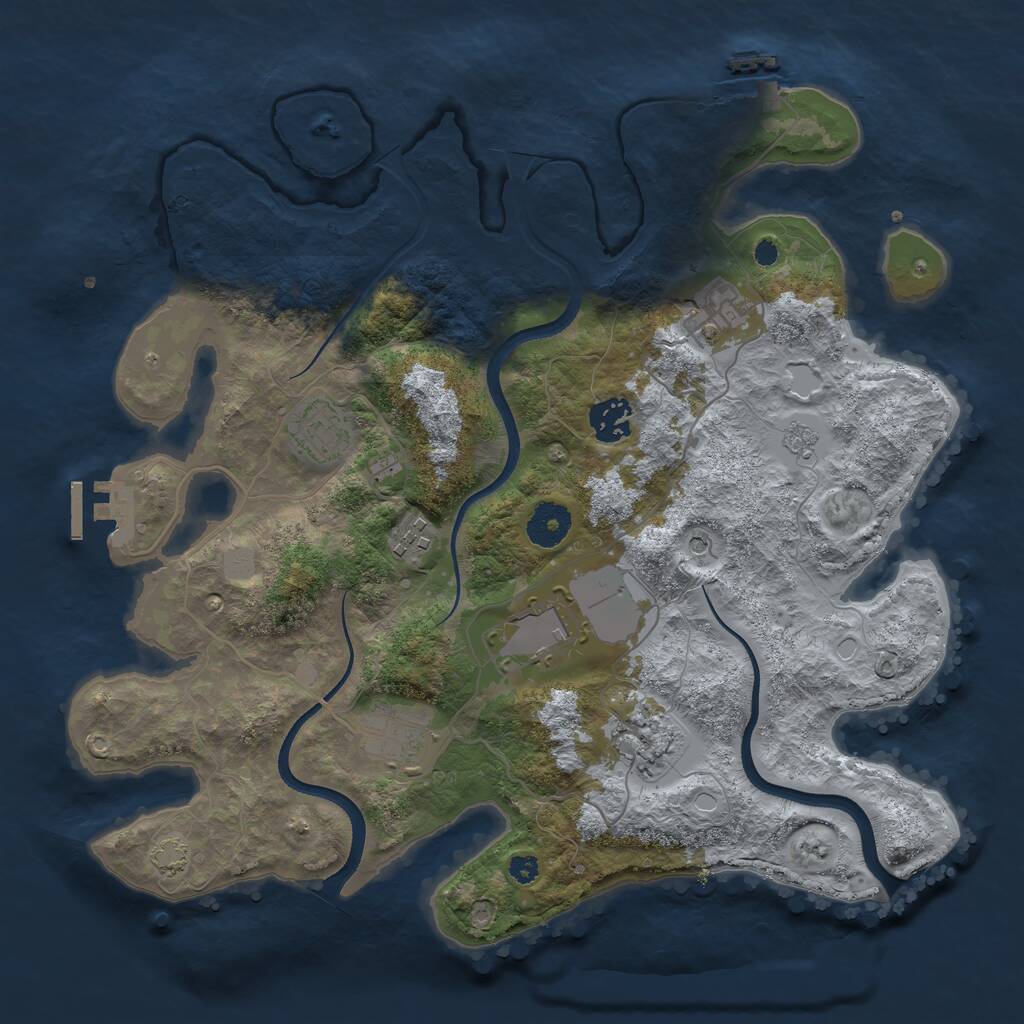 Rust Map: Procedural Map, Size: 3500, Seed: 1654390933, 13 Monuments