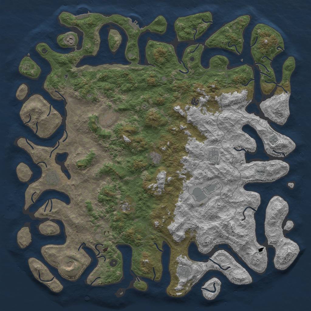 Rust Map: Procedural Map, Size: 6000, Seed: 8675310, 16 Monuments