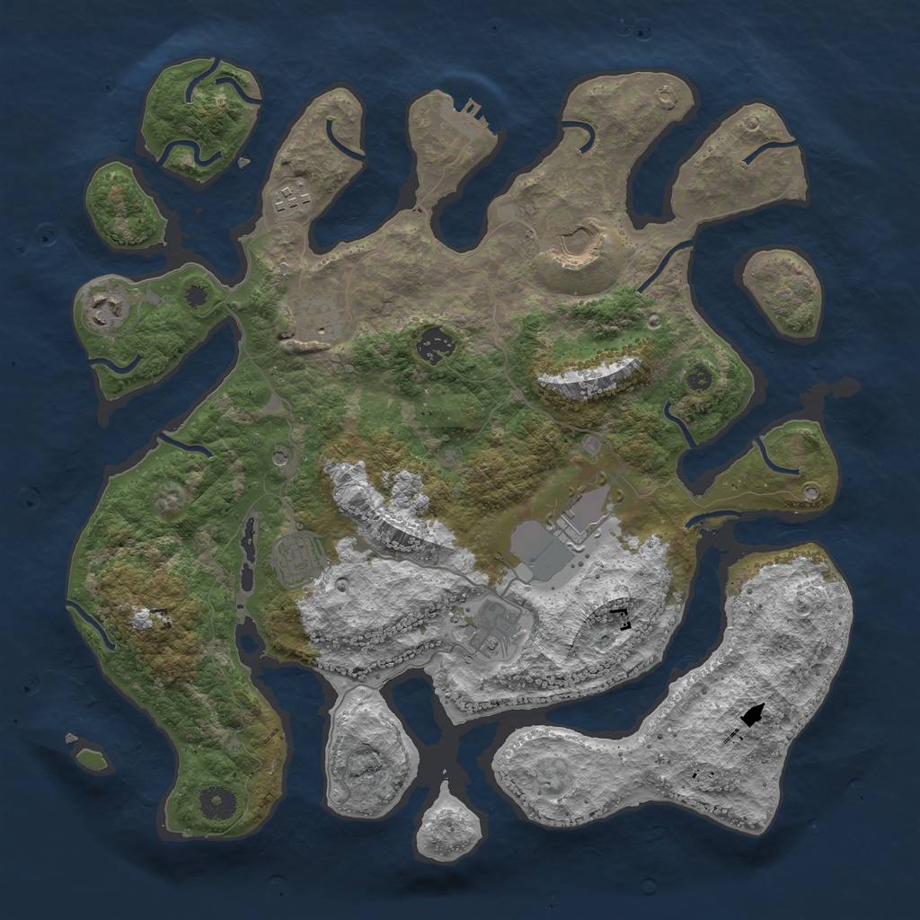 Rust Map: Procedural Map, Size: 3900, Seed: 50000, 12 Monuments