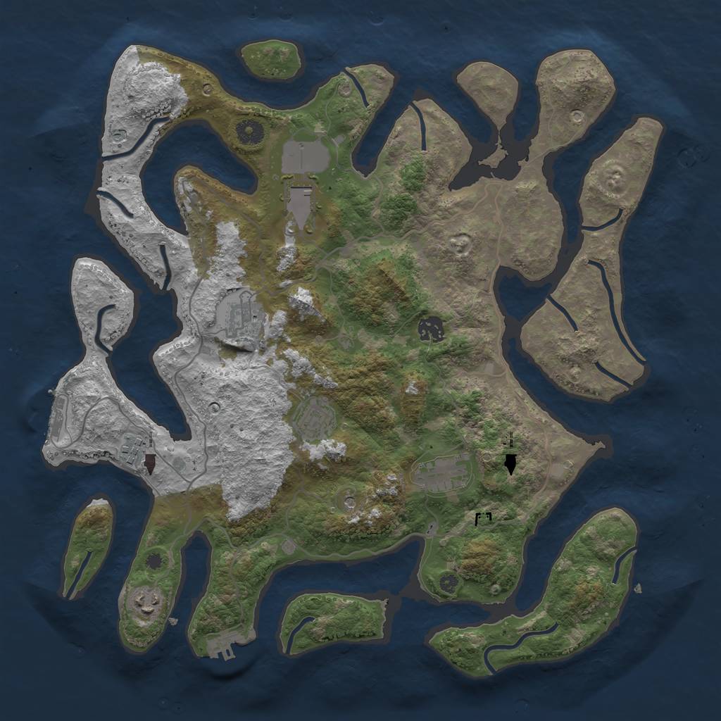 Rust Map: Procedural Map, Size: 4000, Seed: 10625820, 12 Monuments