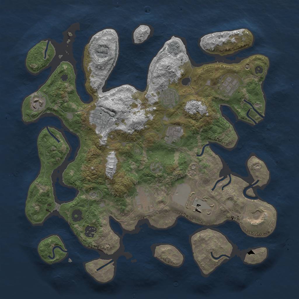 Rust Map: Procedural Map, Size: 3750, Seed: 285201576, 13 Monuments