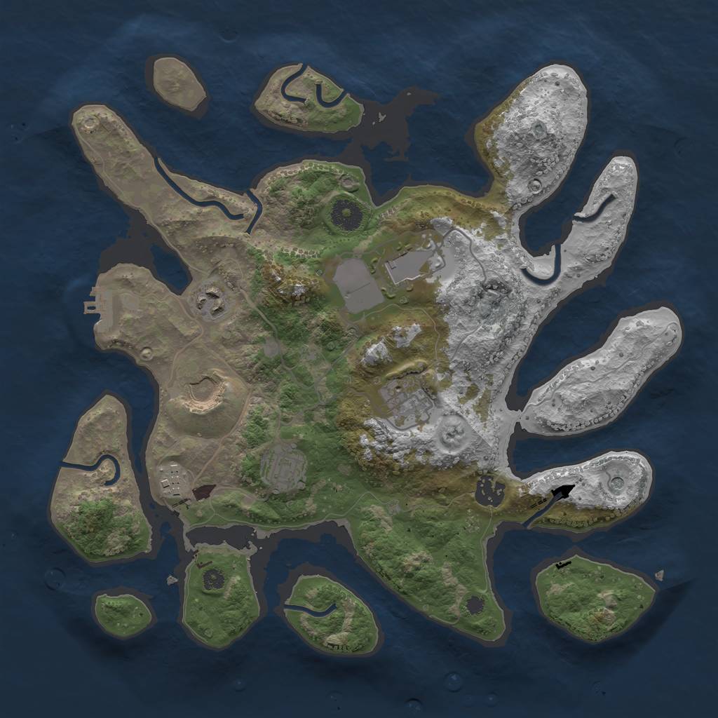 Rust Map: Procedural Map, Size: 3500, Seed: 45654647, 11 Monuments