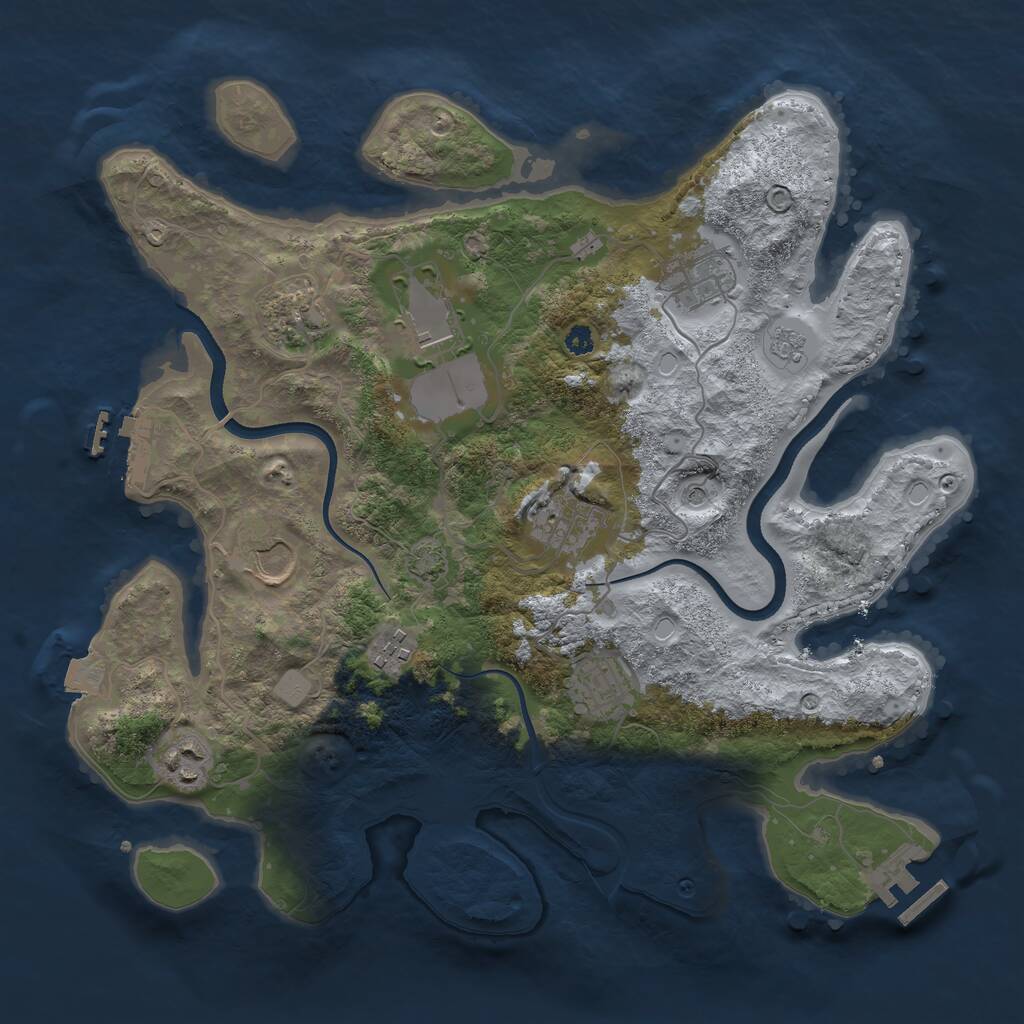 Rust Map: Procedural Map, Size: 3500, Seed: 45654647, 14 Monuments