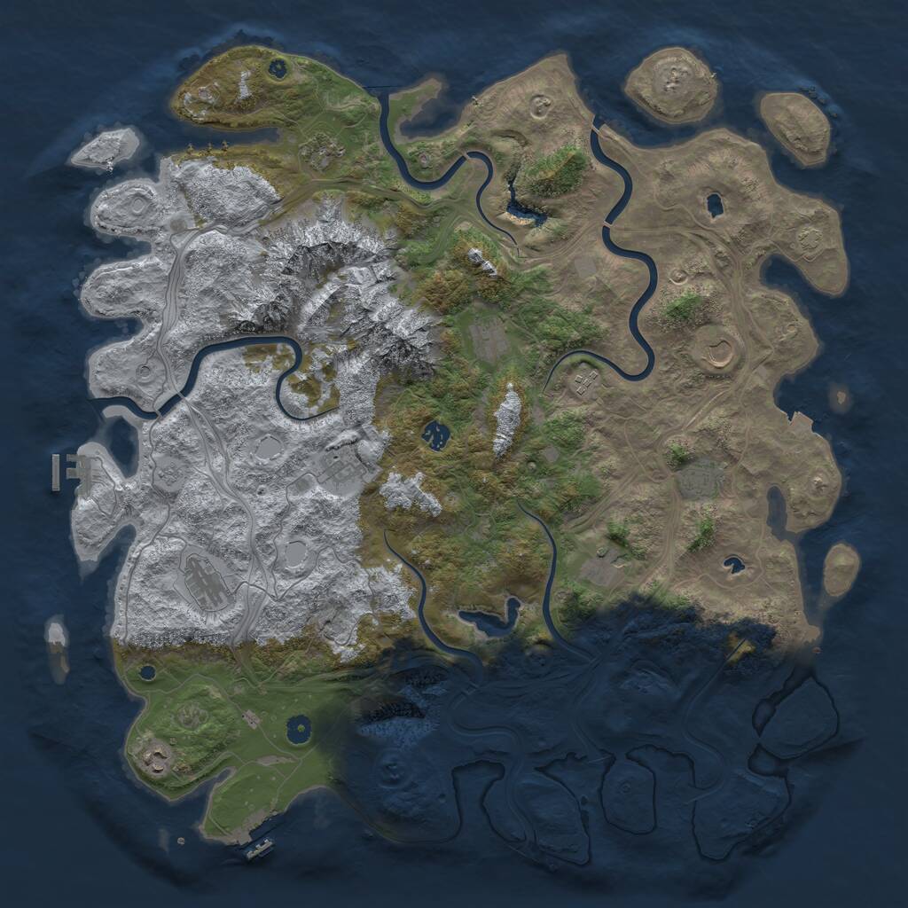 Rust Map: Procedural Map, Size: 5000, Seed: 960154, 16 Monuments