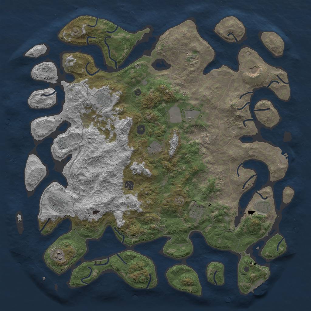 Rust Map: Procedural Map, Size: 5000, Seed: 960154, 16 Monuments